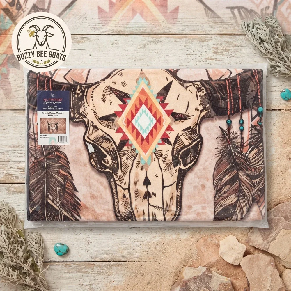 Nutrend Signature Collection Oversize Southwestern Bull Skull Beach Towel - 34x6